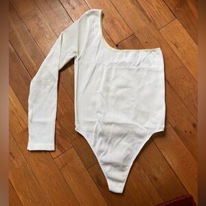 Aritzia One Shoulder White Bodysuit